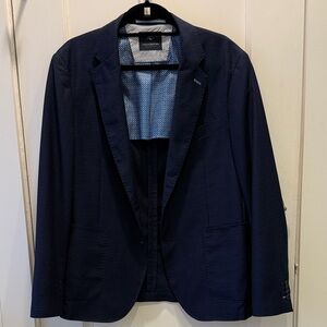 Tailorbyrd Navy Blazer with Patterned Lining